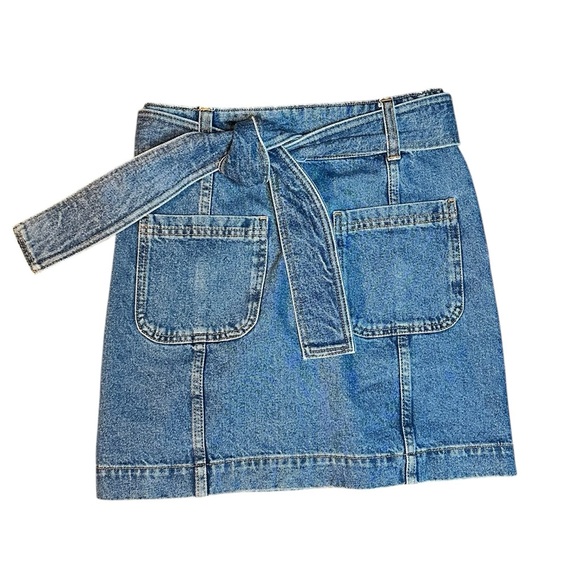 Sezane Dresses & Skirts - Sézane blue denim tie-waist mini skirt 34